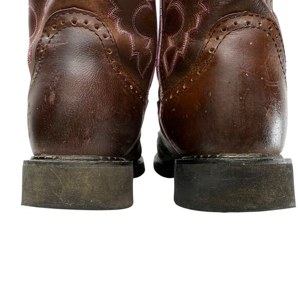 Justin Gypsy Western Work Boots Women size 8B Steel Toe Brown Leather Cowgirl - Picture 7 of 12